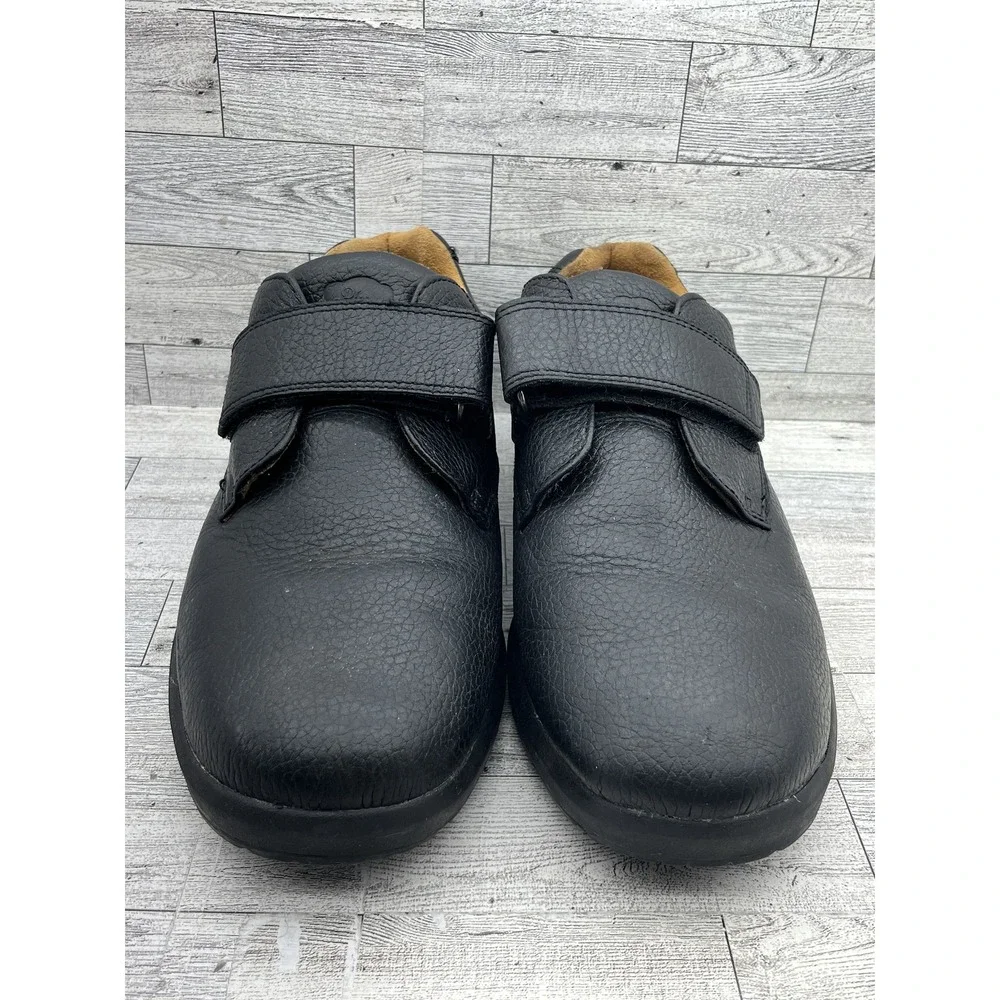 Dr. Comfort Shoes‎ Mens Size 12 Wide Black Leather Hook Loop Orthopedic Diabetic